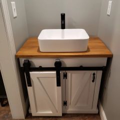 Carob Ahşap Sürgülü Banyo Dolabı ve Tezgahı