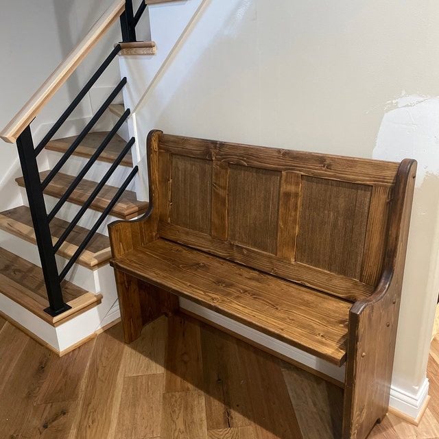 Bench Giriş Ahşap Oturak Dekoratif Doğal Ahşap Hall