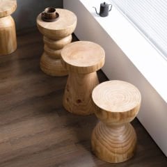 AvocadoTree İskandinav Ahşap Torna Yan Sehpa