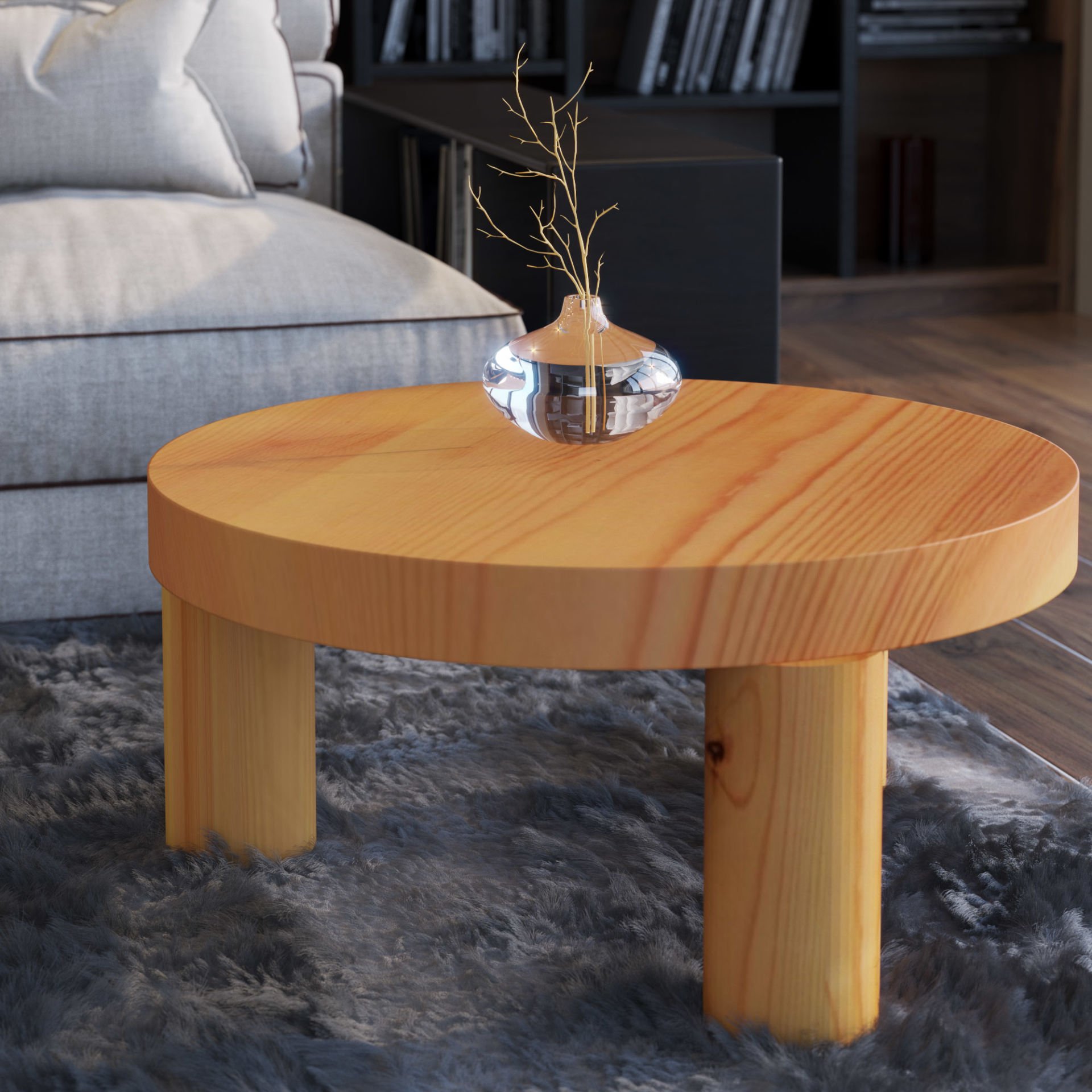 Alstonia Ahşap Yuvarlak Orta Sehpa