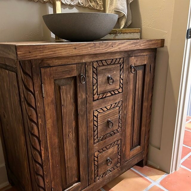 ChineseElm Çekmeceli Ahşap Banyo Dolabı